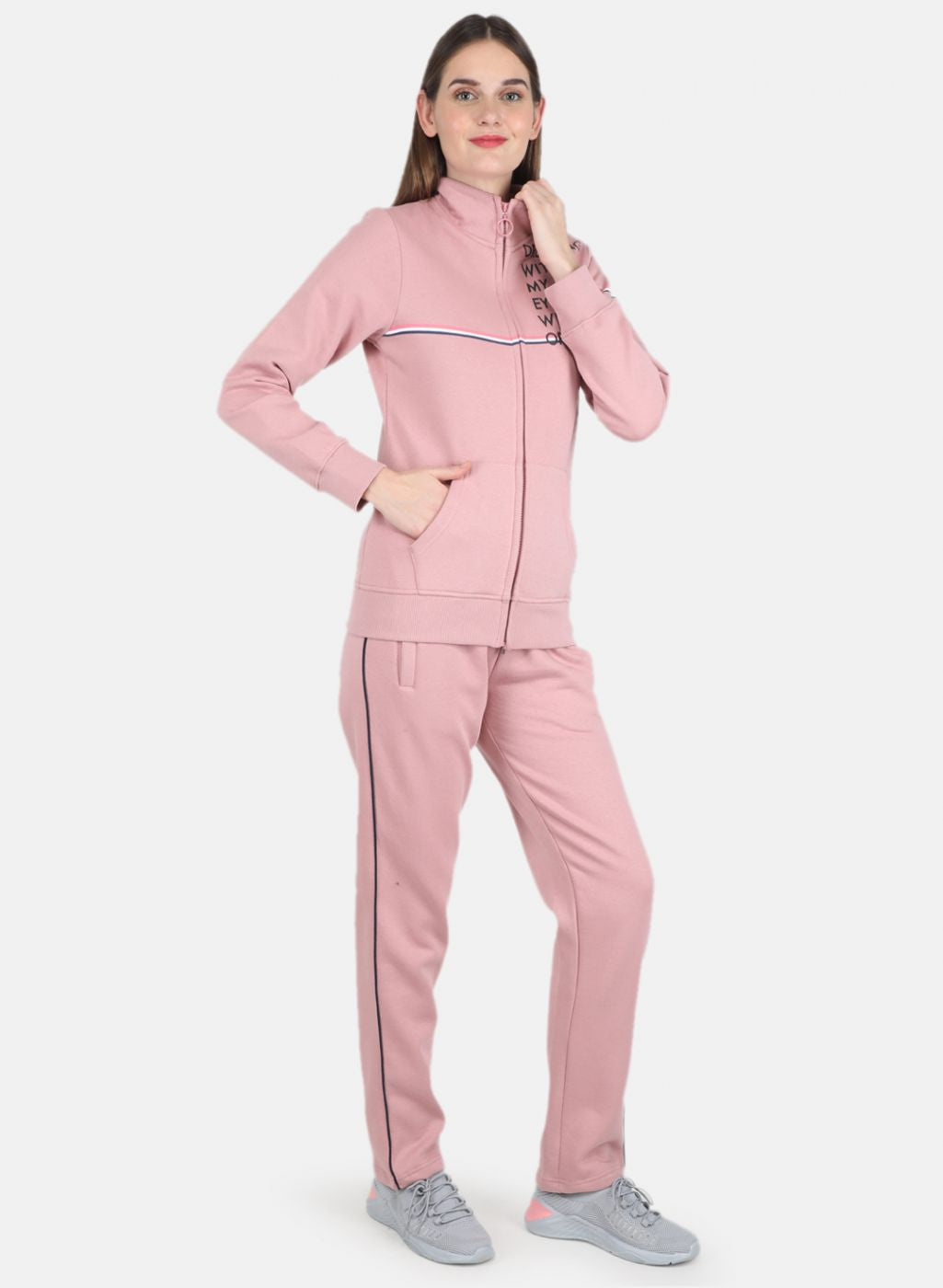 Women Pink Printed Tracksuit