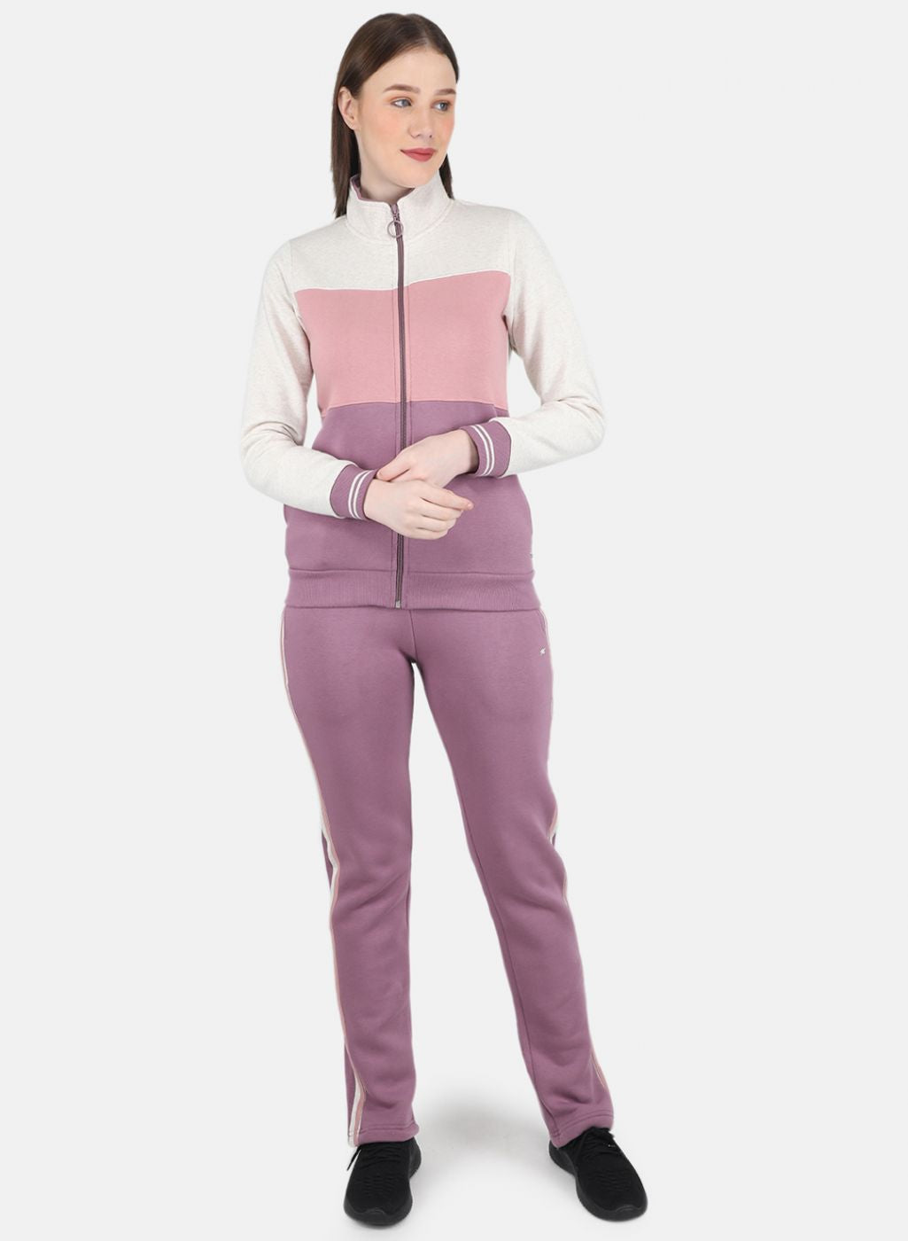 Women Beige Printed Tracksuit