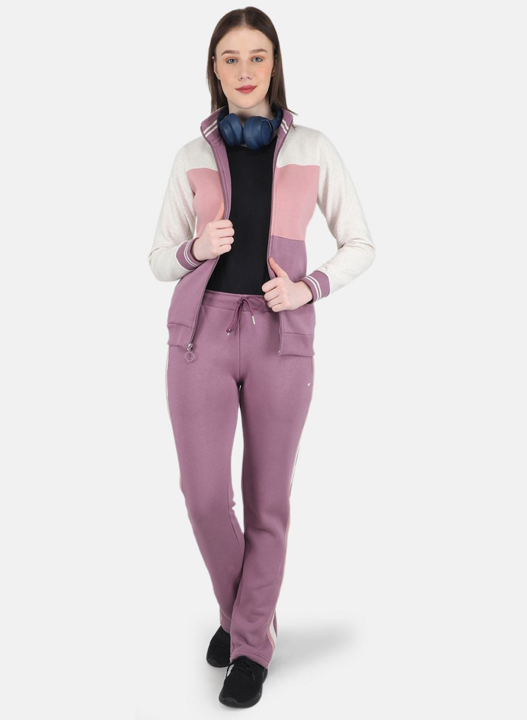 Women Beige Printed Tracksuit