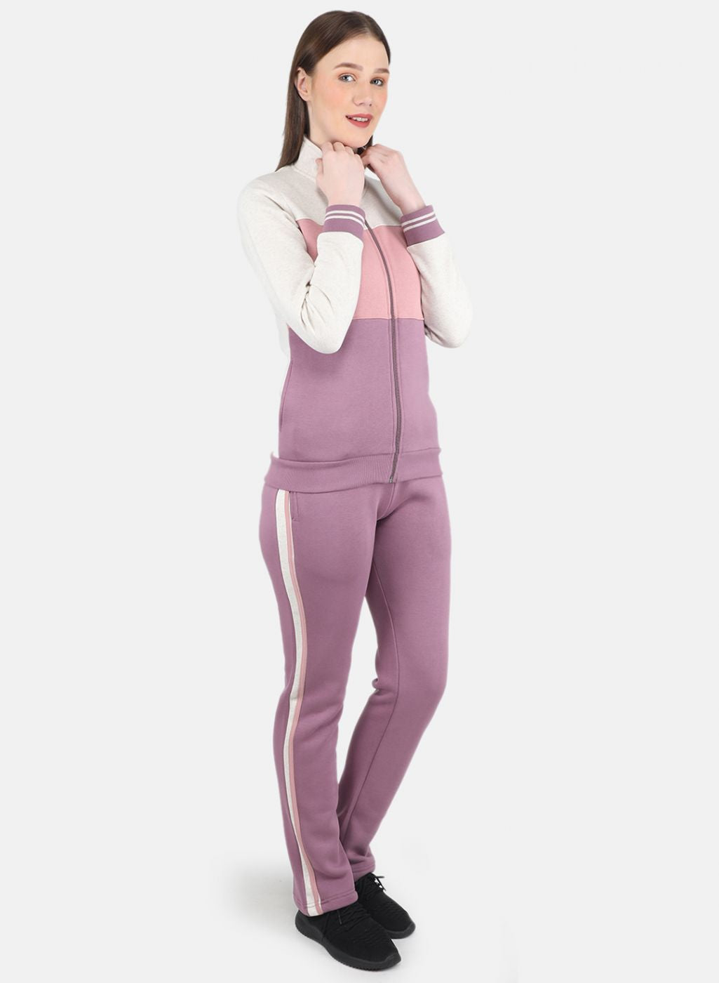 Women Beige Printed Tracksuit