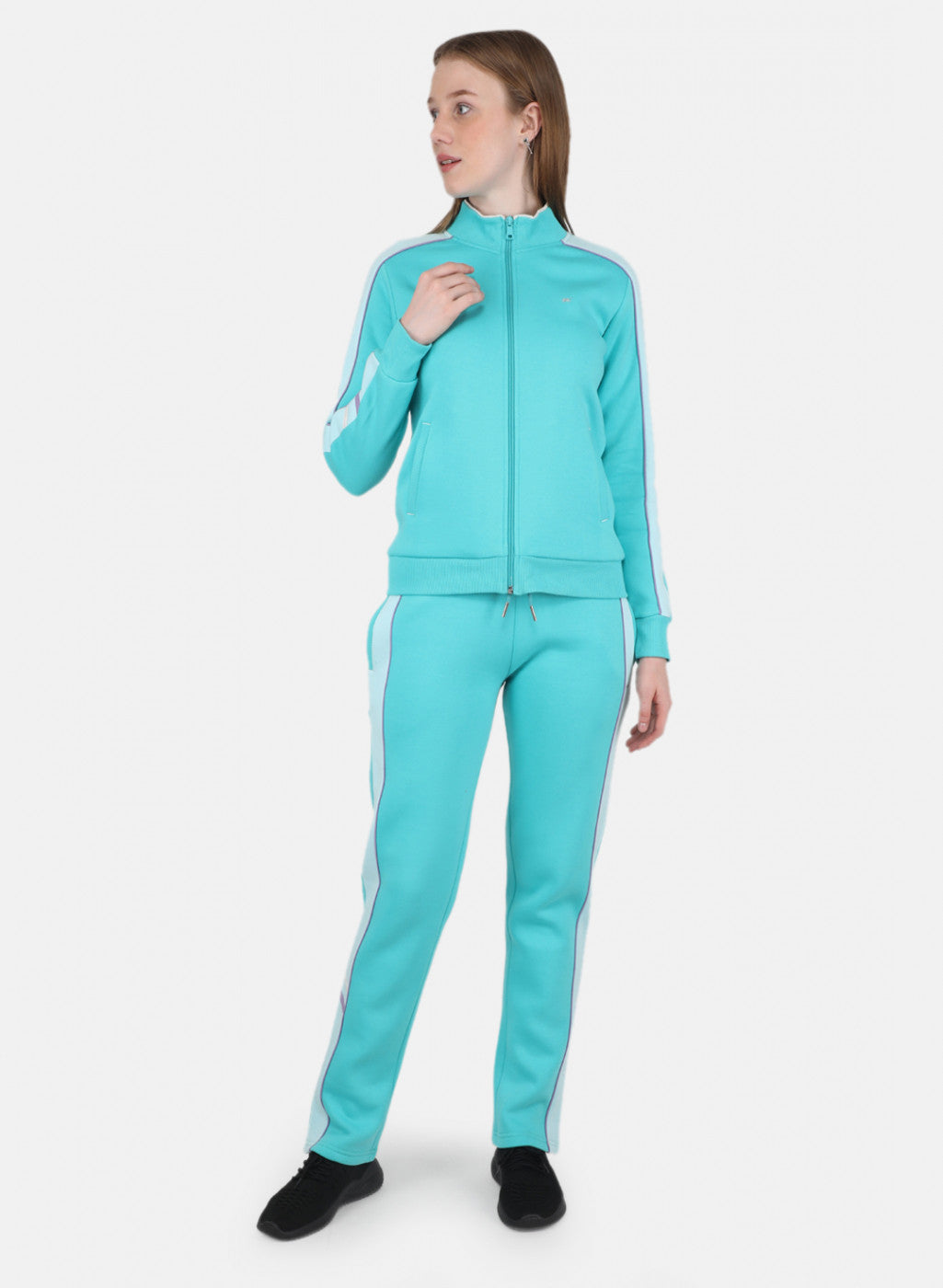 Women Aqua Blue Printed Tracksuit