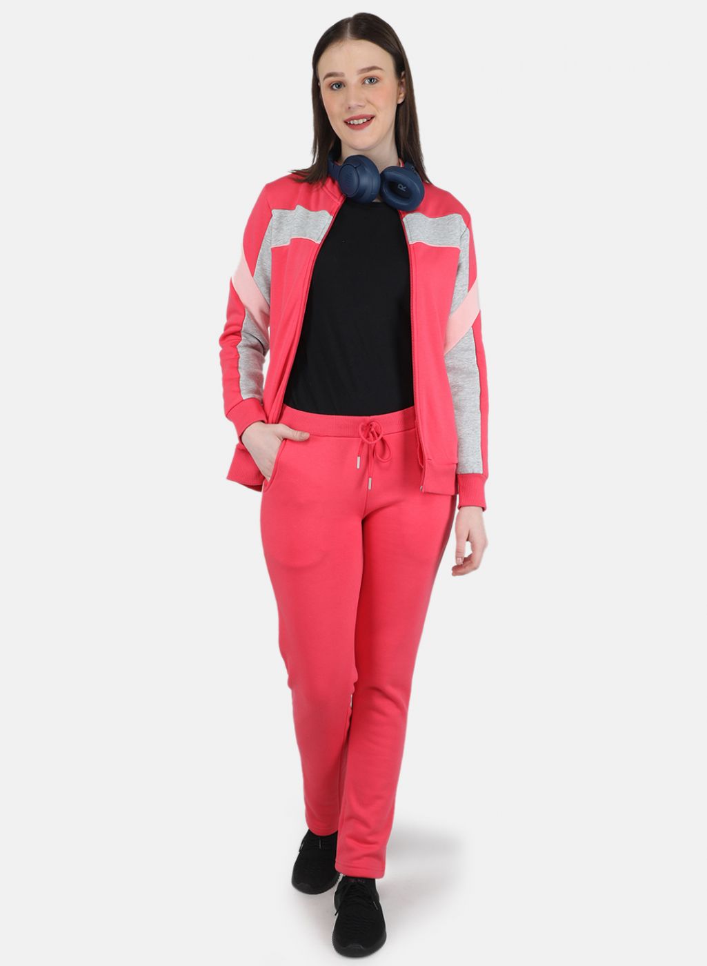 Women Pink Printed Tracksuit