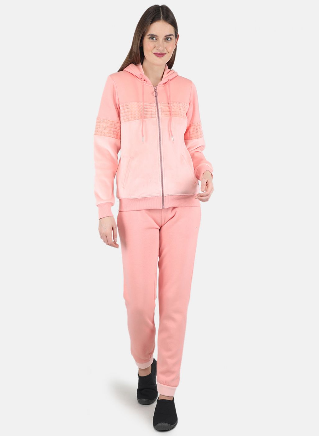 Women Peach Printed Tracksuit