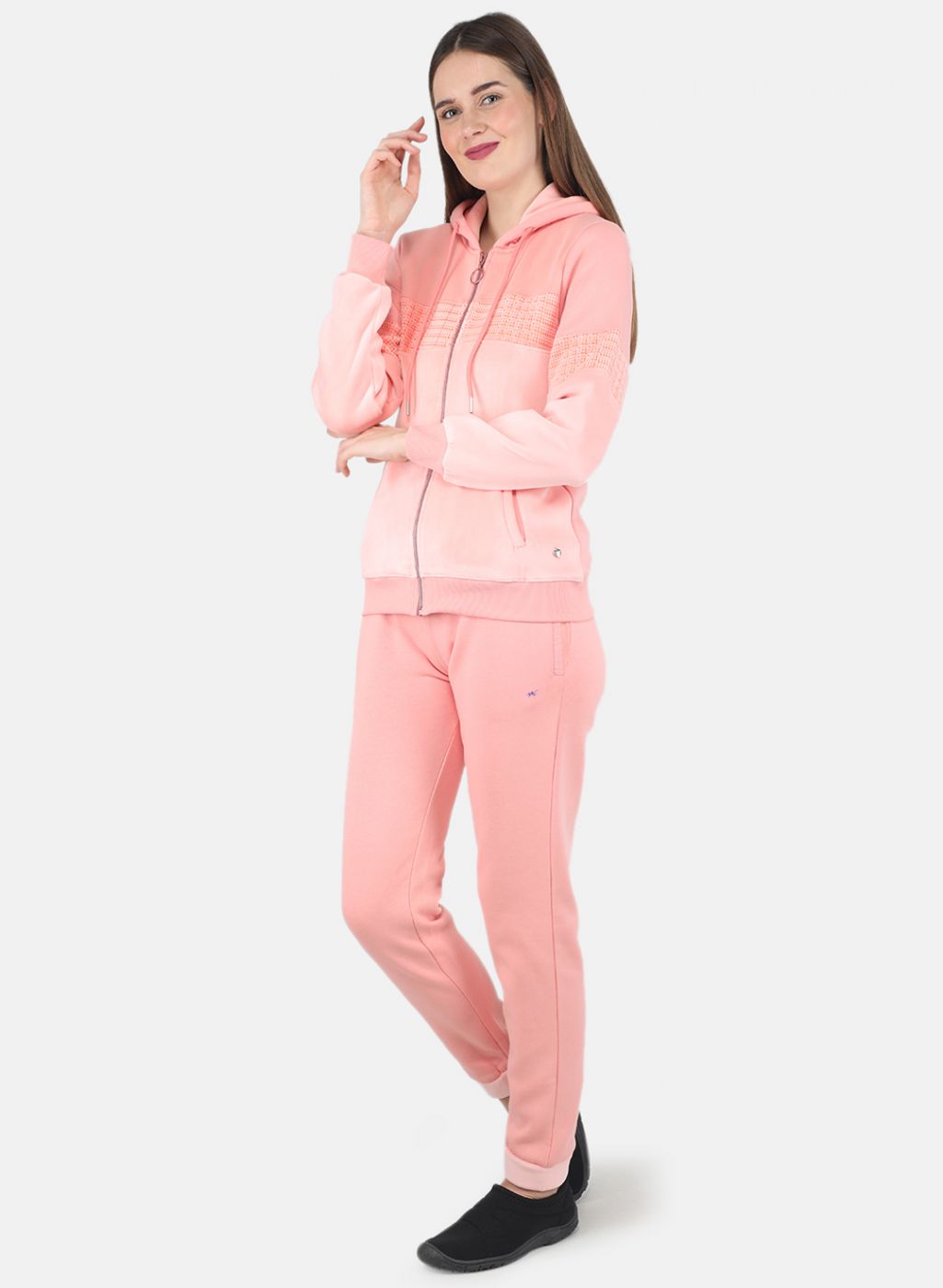 Women Peach Printed Tracksuit