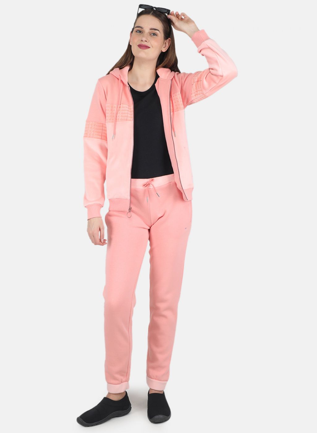 Women Peach Printed Tracksuit