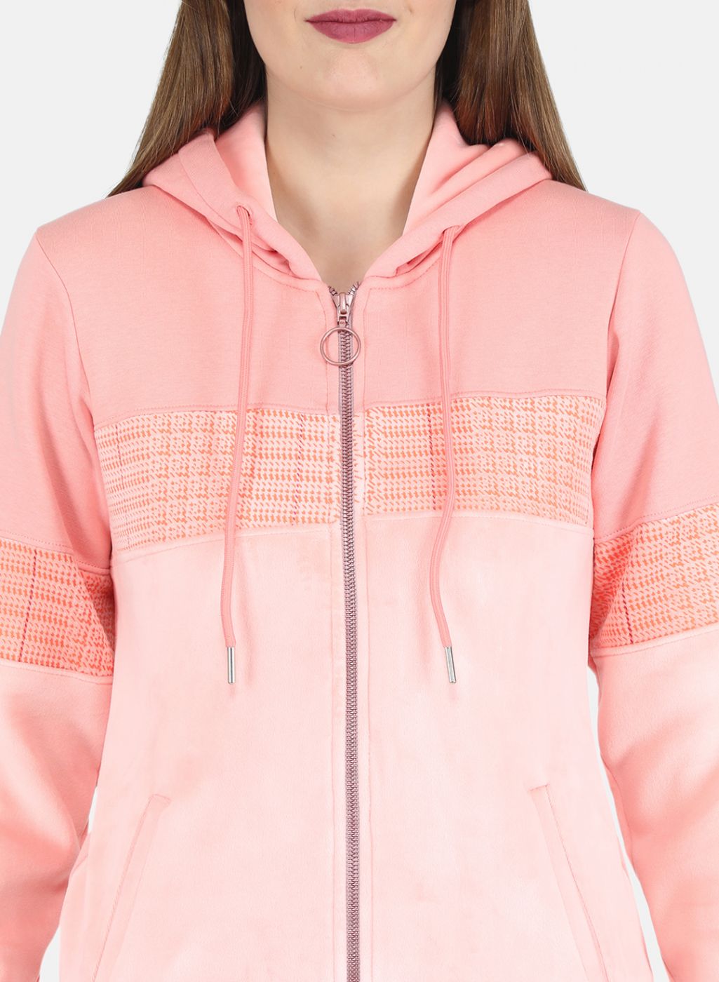 Women Peach Printed Tracksuit