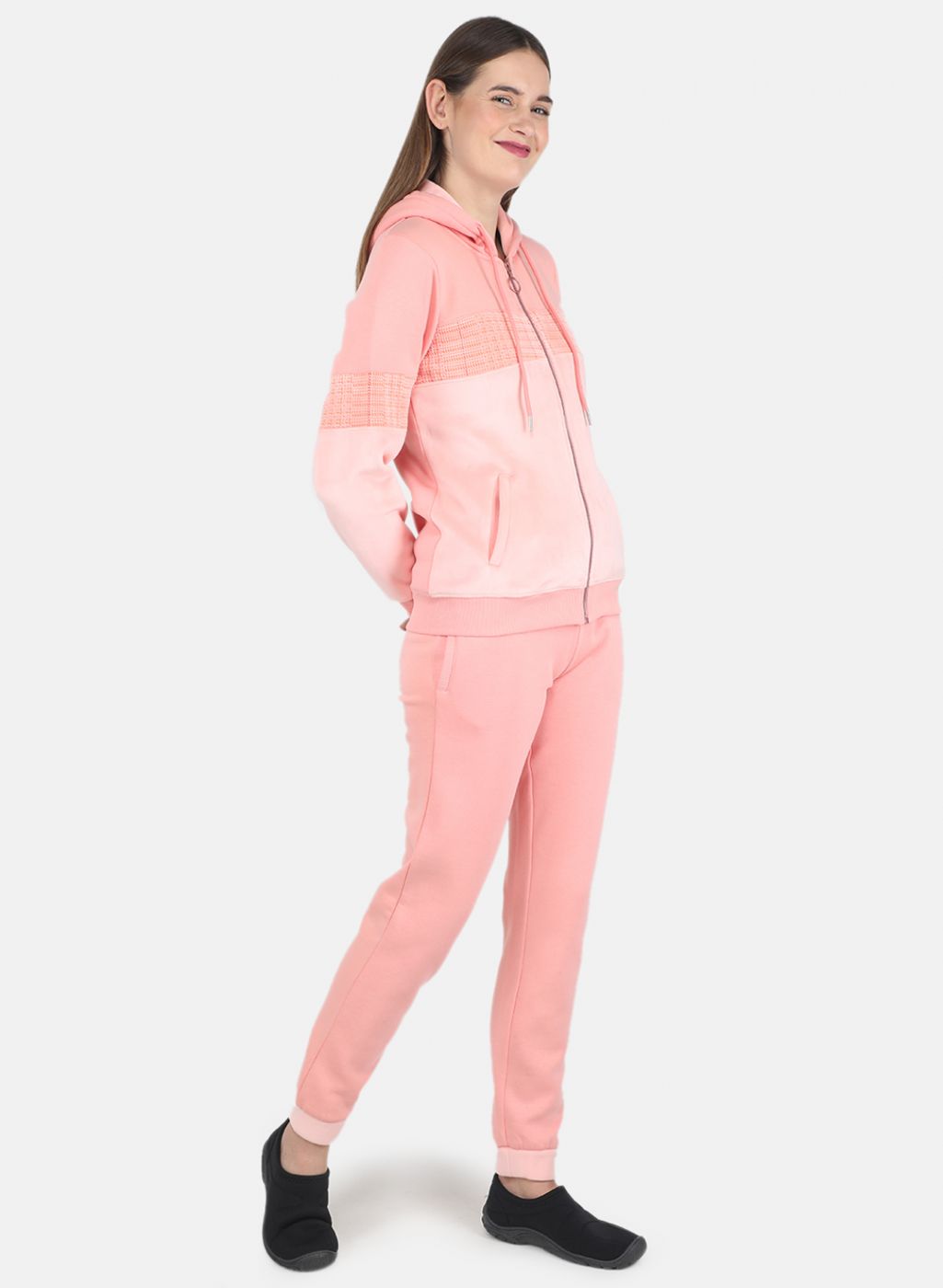 Women Peach Printed Tracksuit