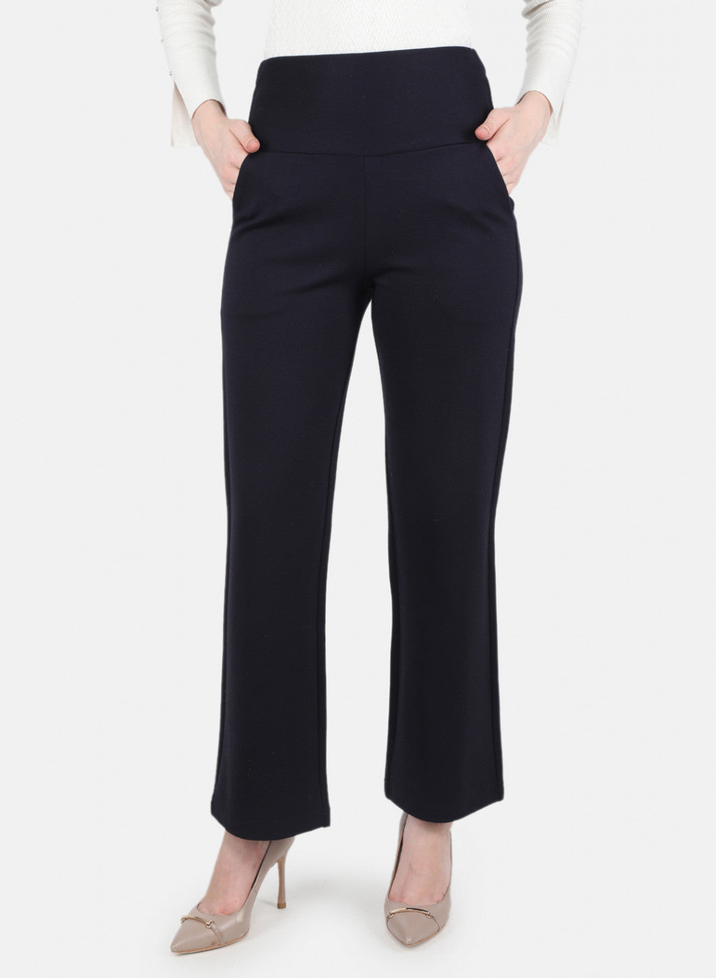 Women Navy Blue Solid Jegging