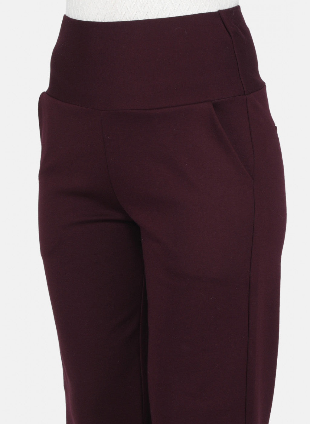 Women Burgundy Solid Jegging