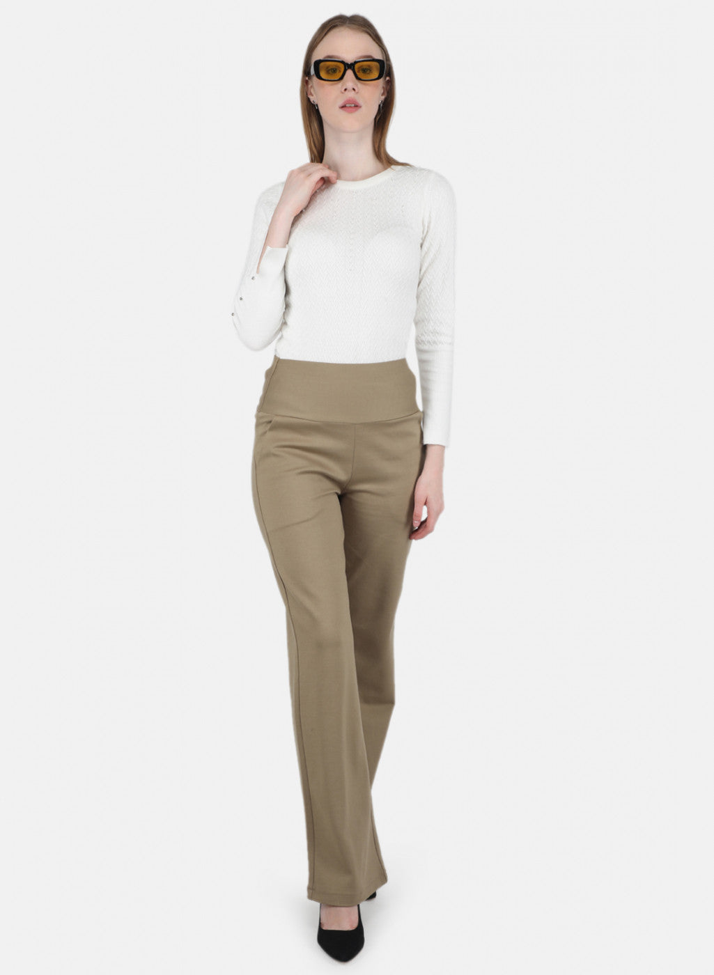 Women Beige Solid Jegging