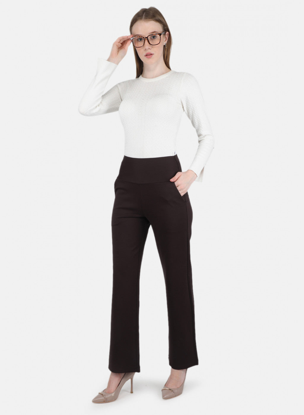 Women Brown Solid Jegging