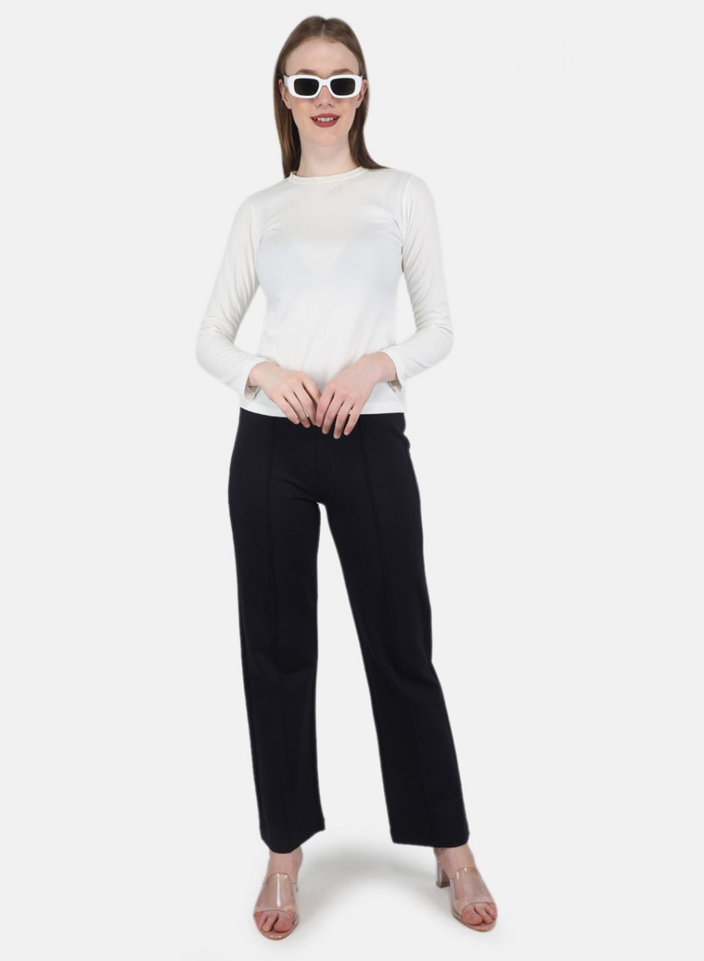 Women NAvy Blue Solid Jegging