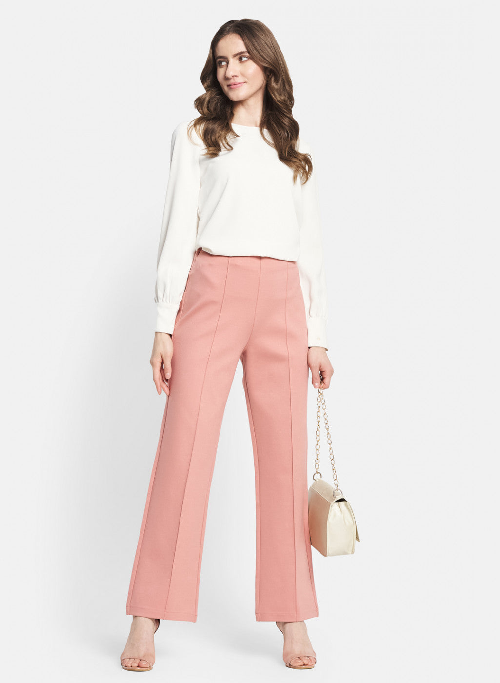 Women Peach Solid Jegging