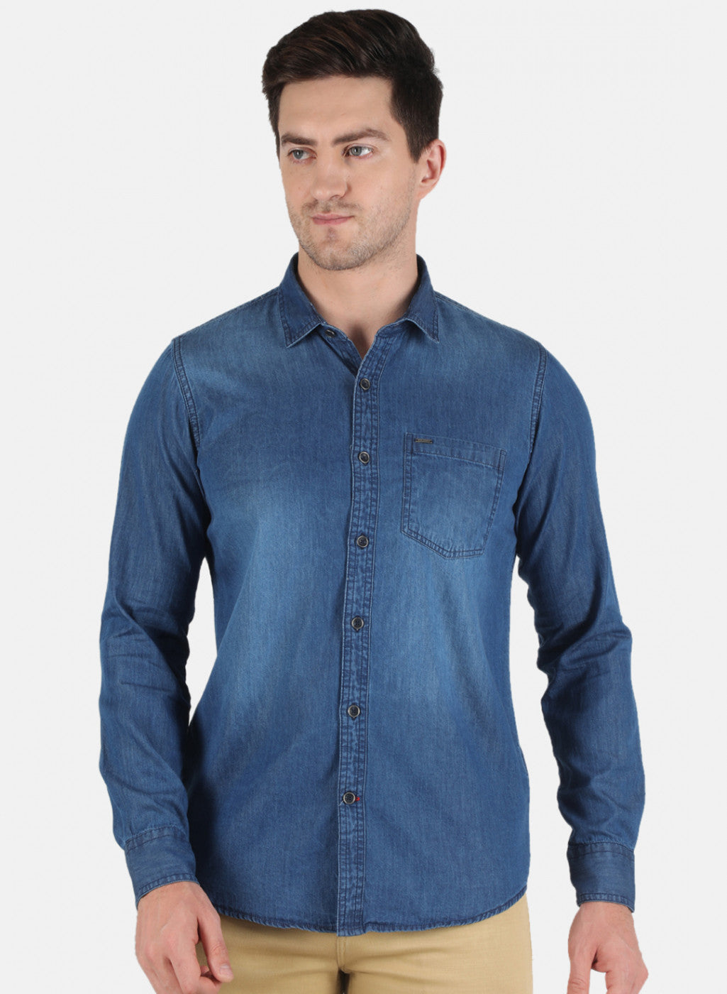 Men Blue Solid Shirt