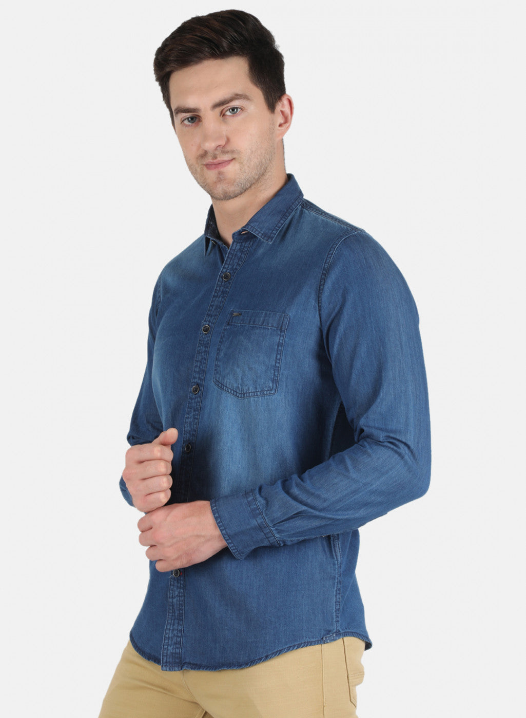 Men Blue Solid Shirt