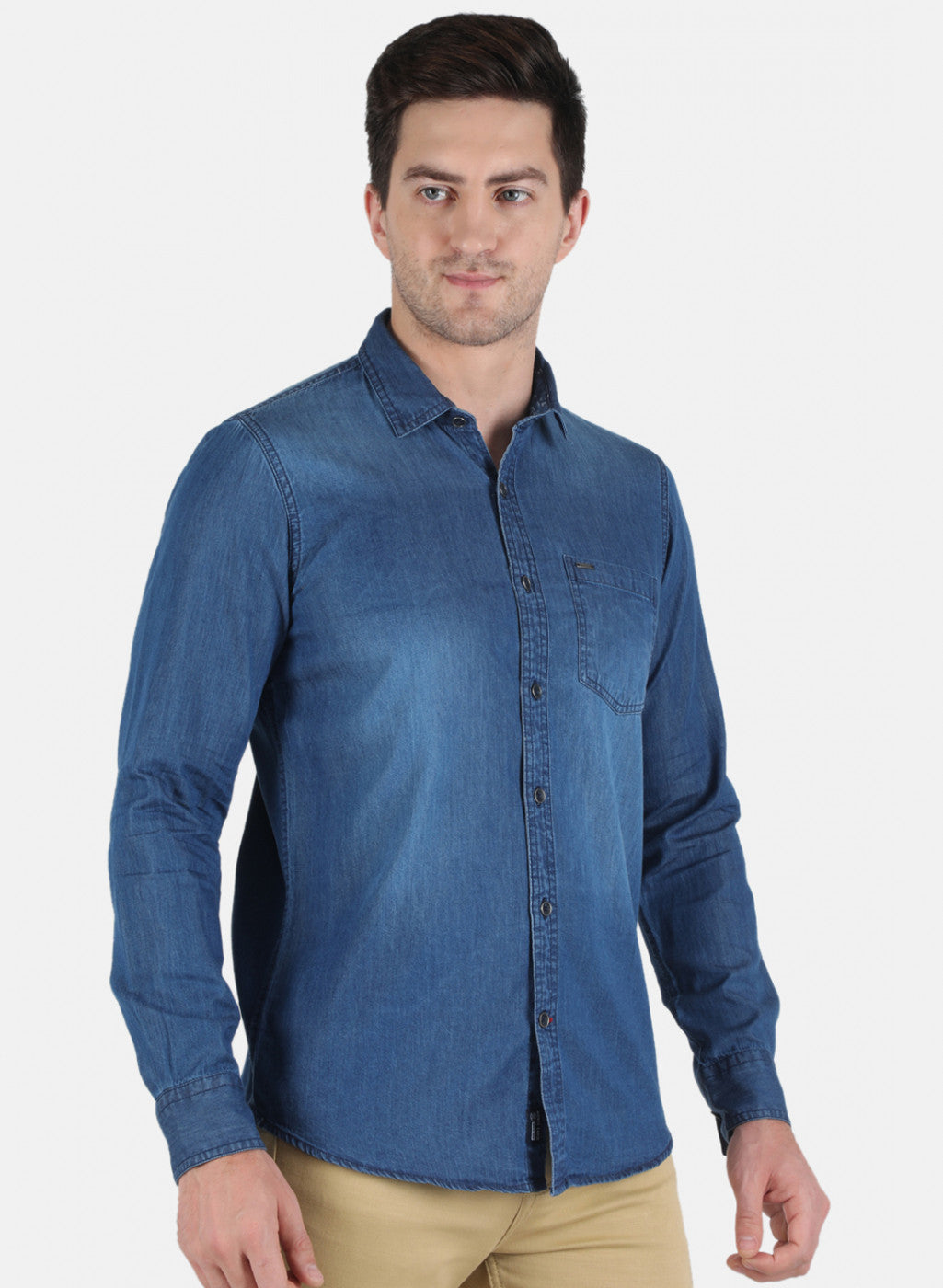 Men Blue Solid Shirt