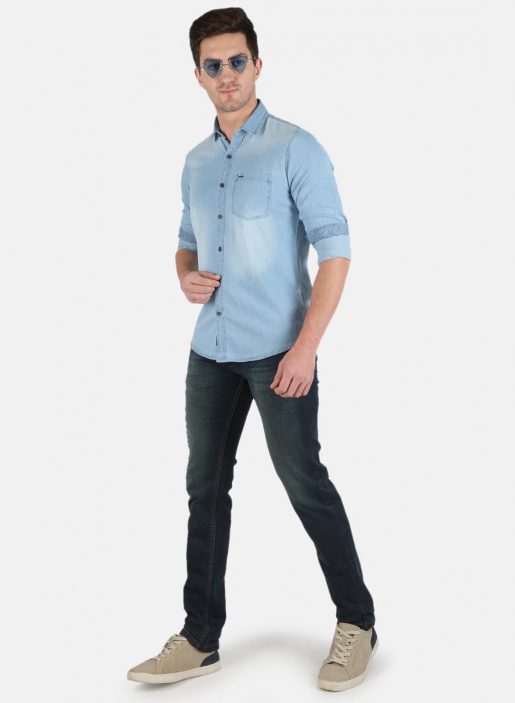 Men Blue Solid Shirt