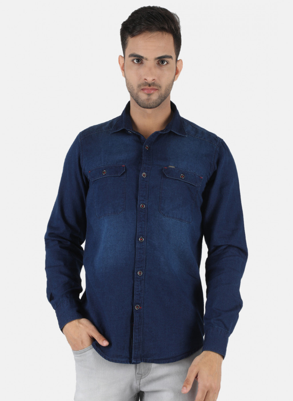 Men NAvy Blue Solid Shirt