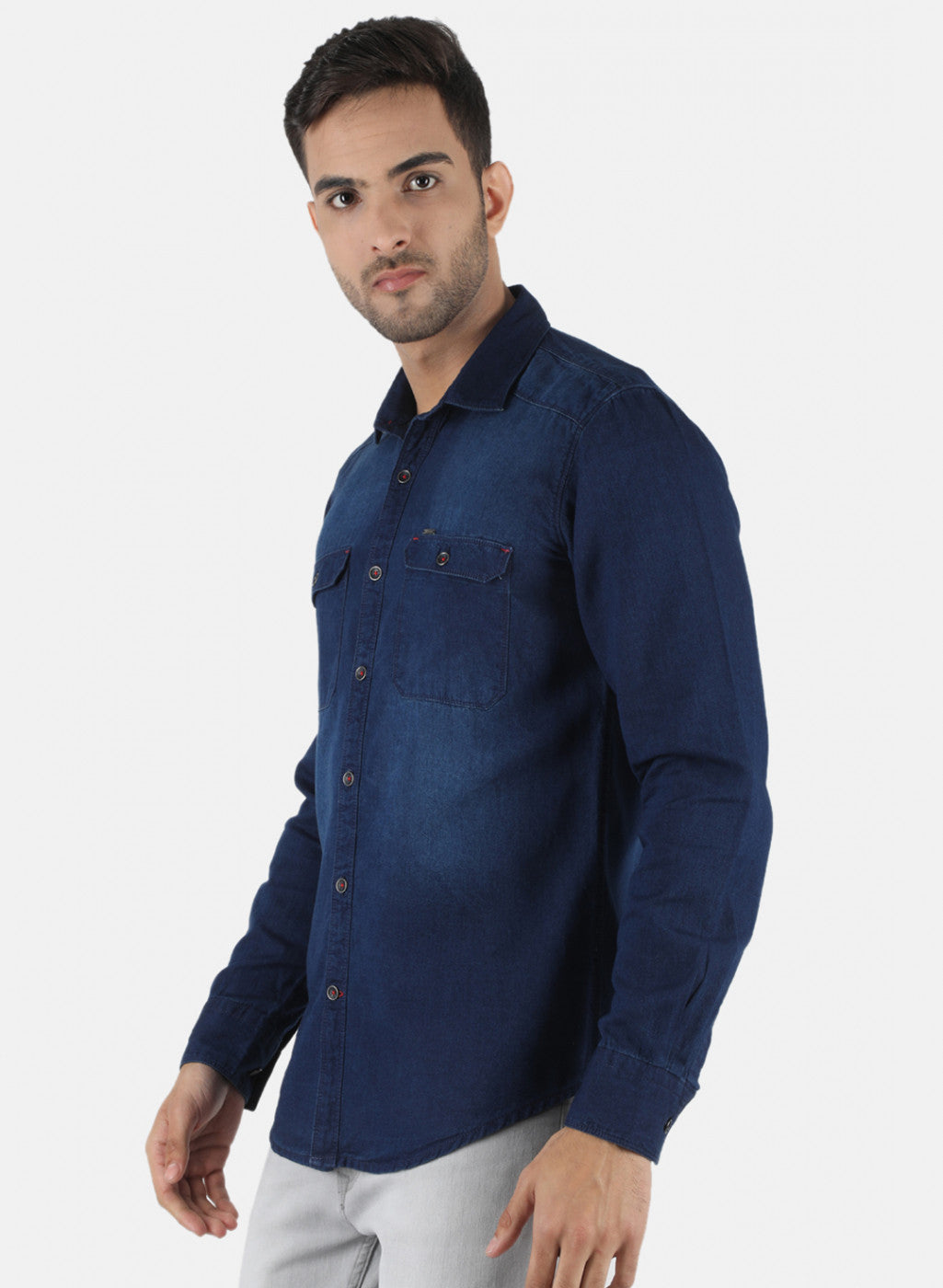 Men NAvy Blue Solid Shirt