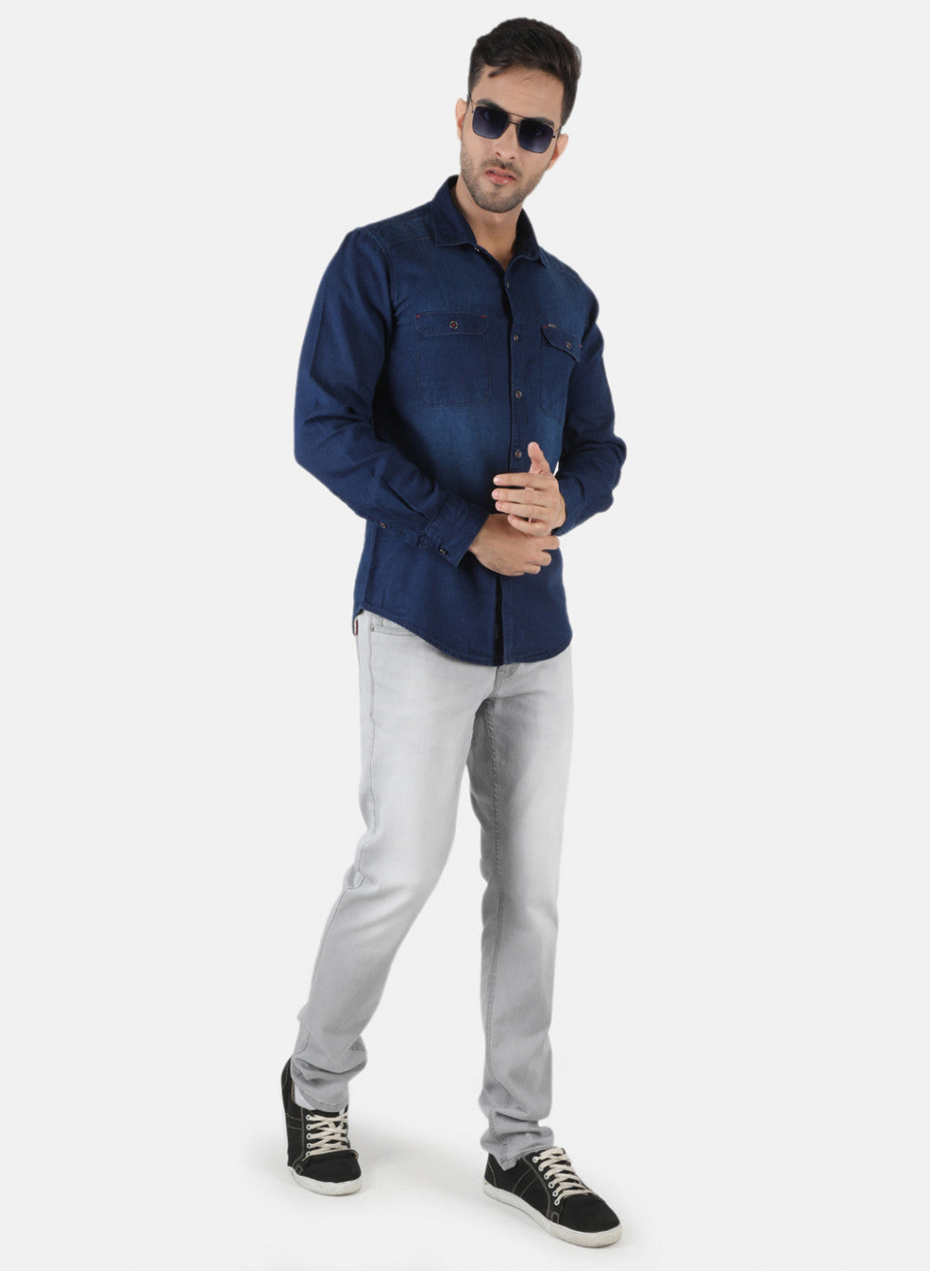 Men NAvy Blue Solid Shirt