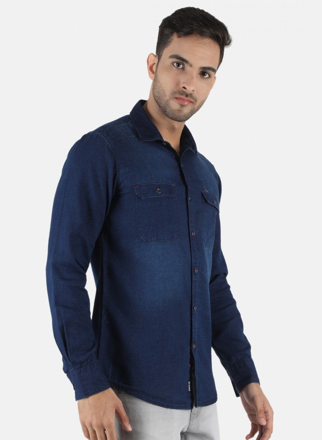 Men NAvy Blue Solid Shirt