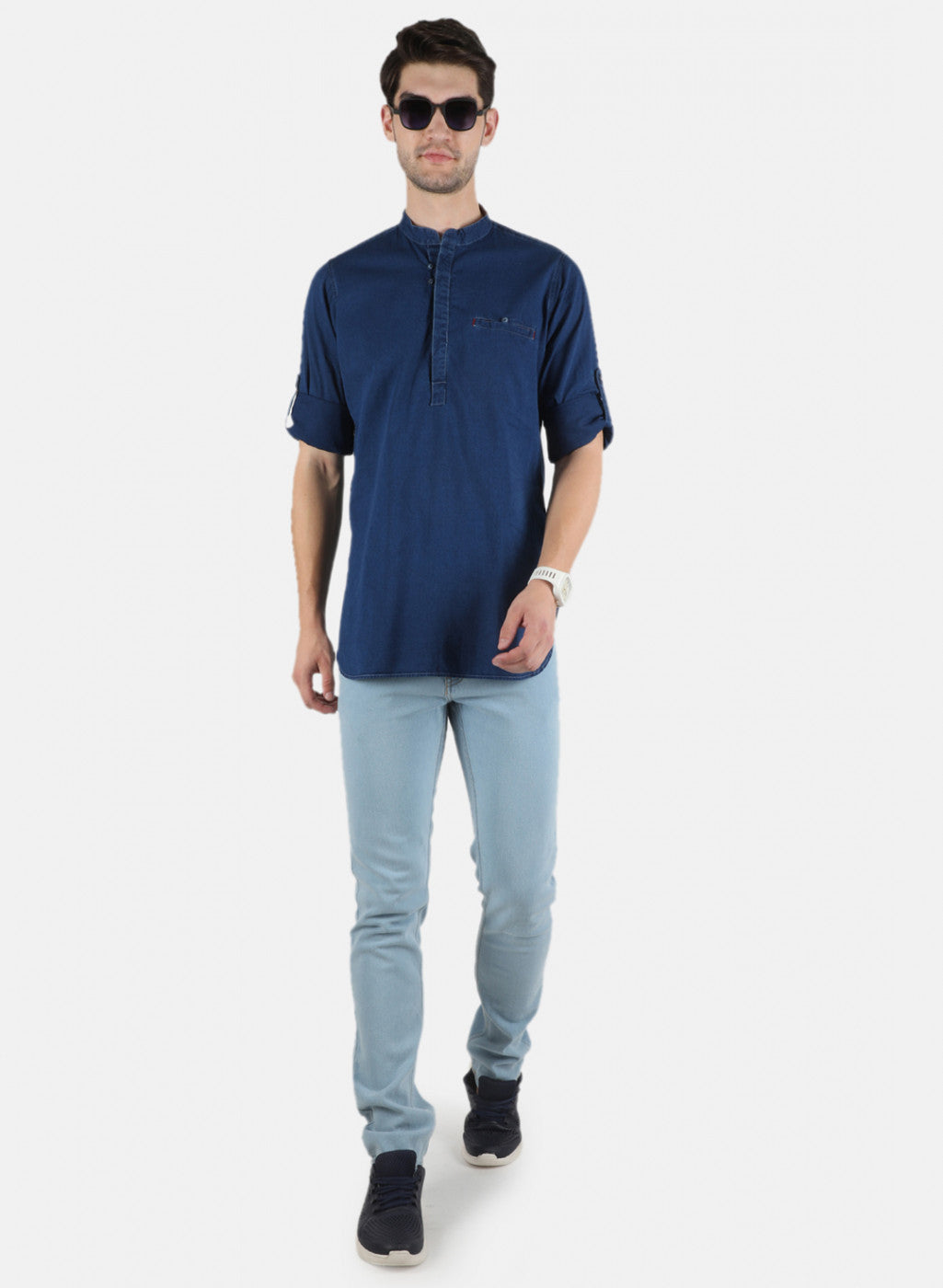 Men Blue Solid Shirt