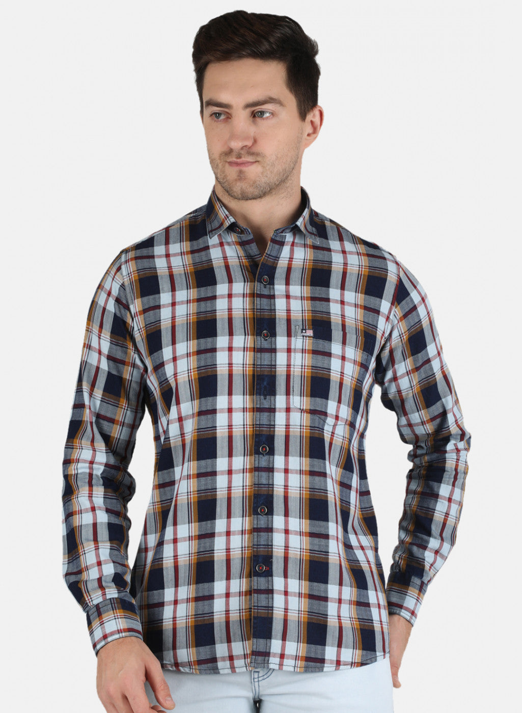 Men Mustard Check Shirt