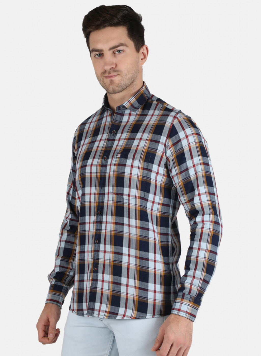 Men Mustard Check Shirt