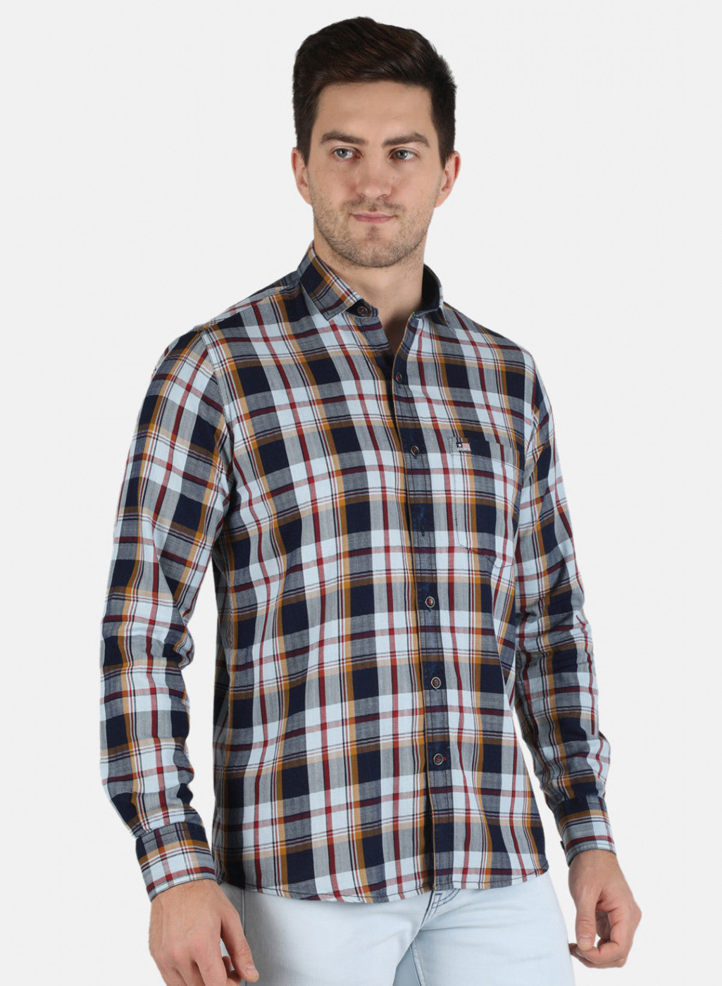 Men Mustard Check Shirt