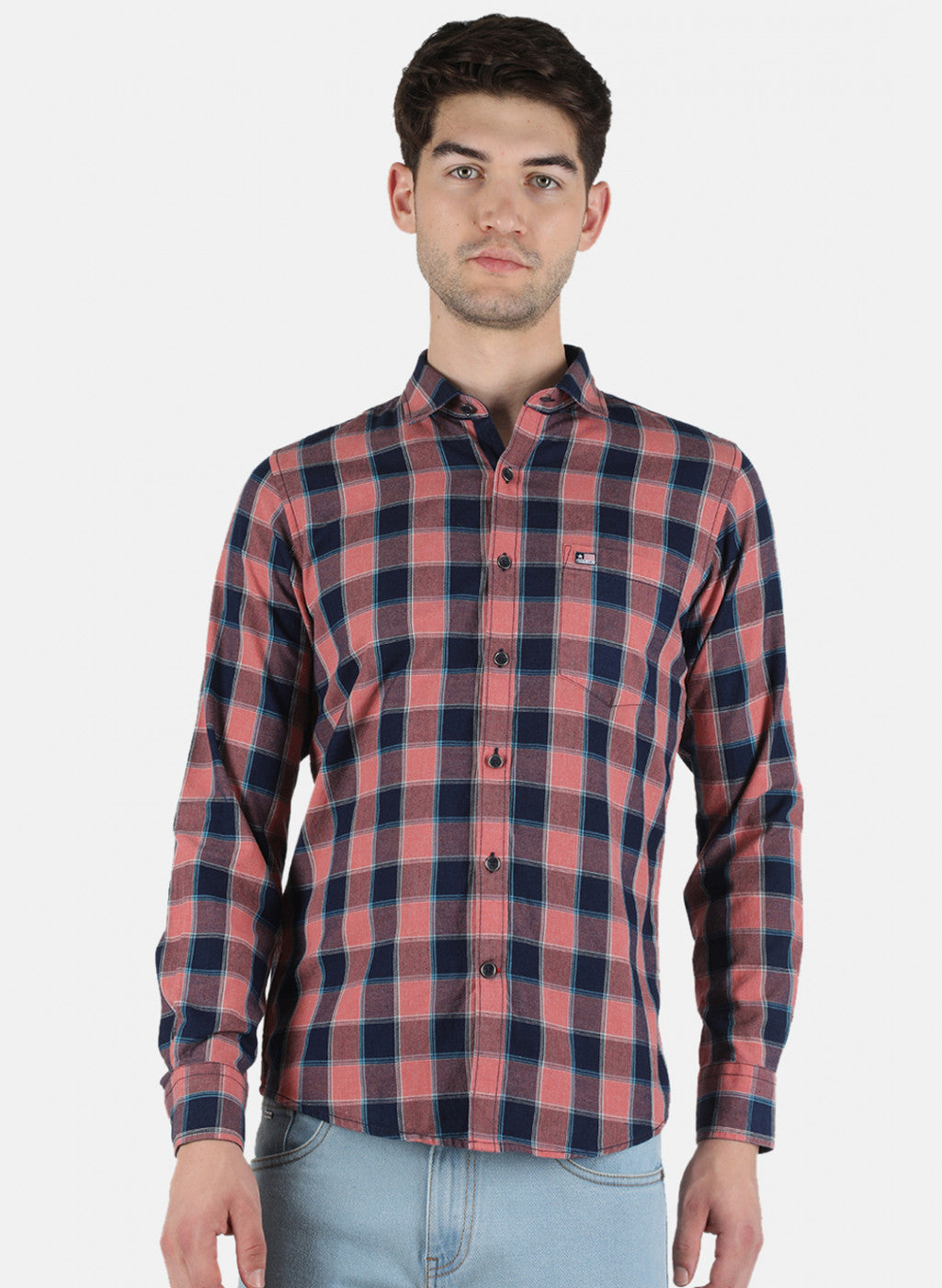 Men Pink Check Shirt