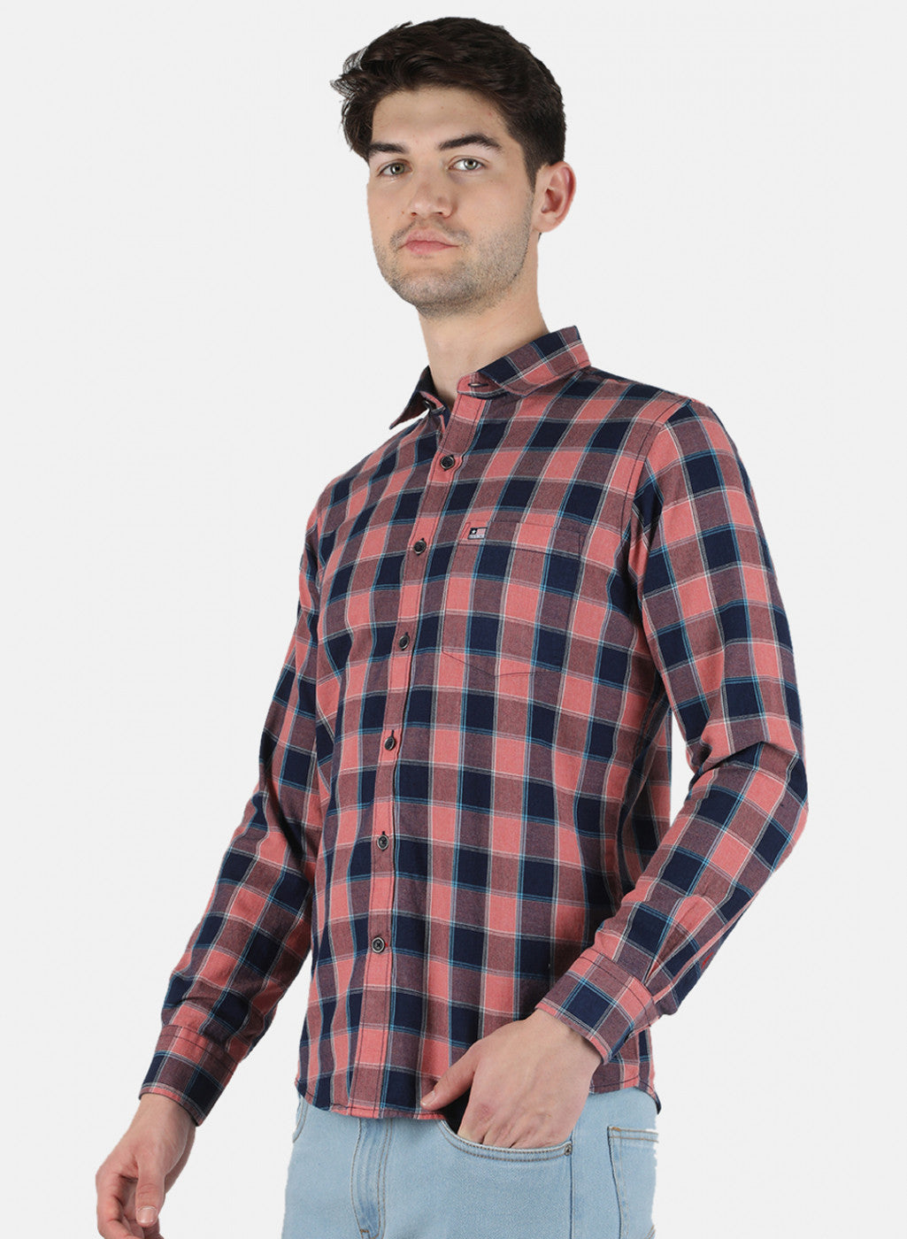 Men Pink Check Shirt