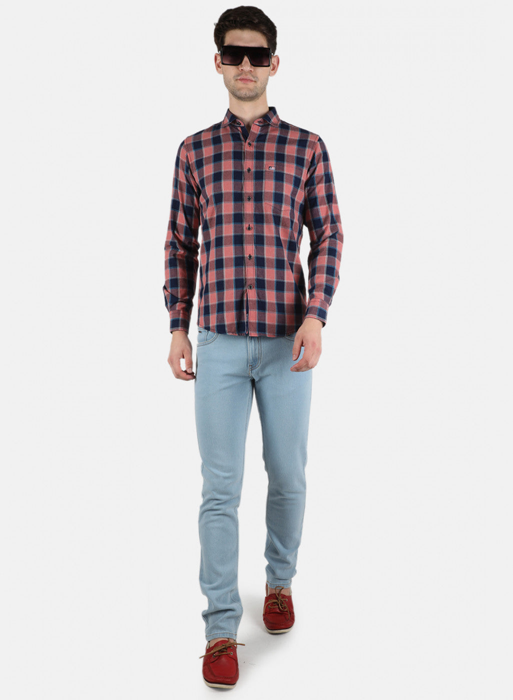 Men Pink Check Shirt