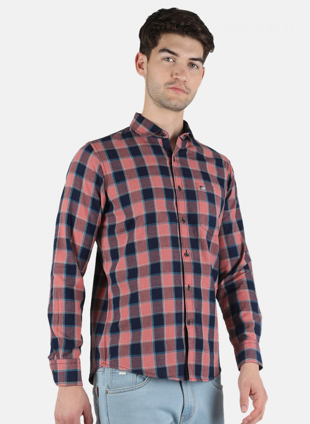 Men Pink Check Shirt