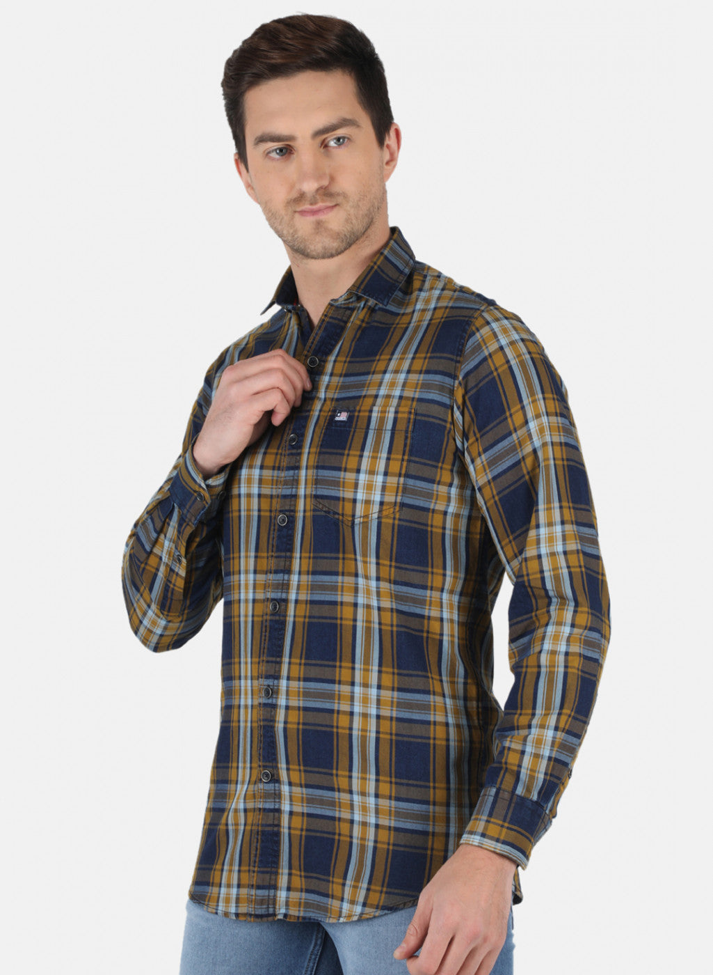 Men Mustard Check Shirt