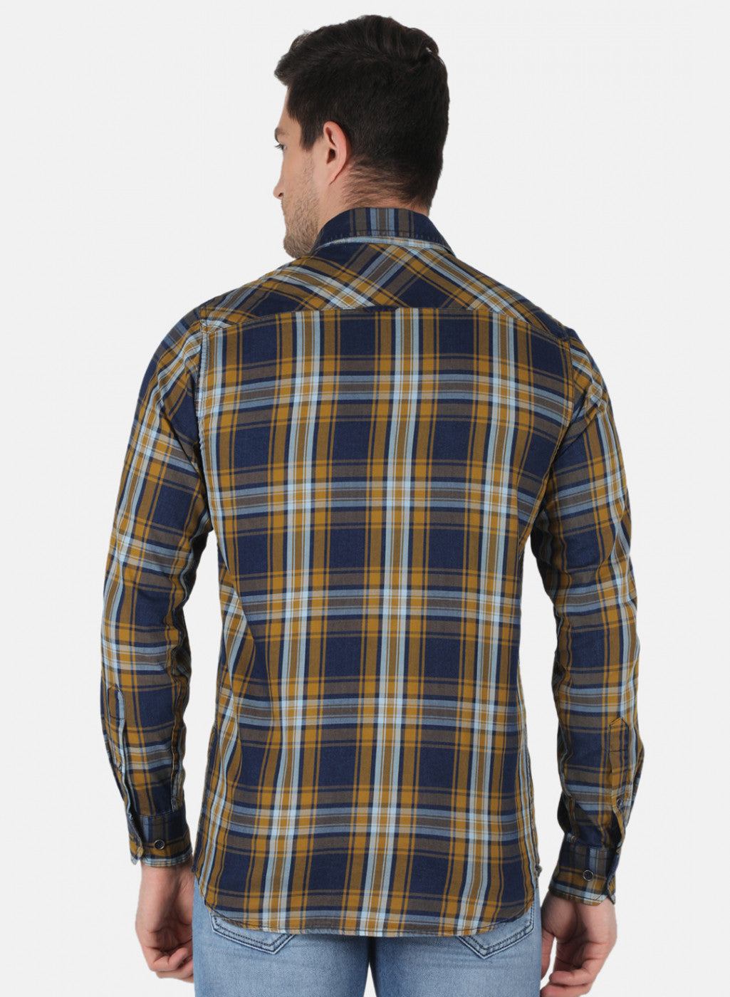 Men Mustard Check Shirt