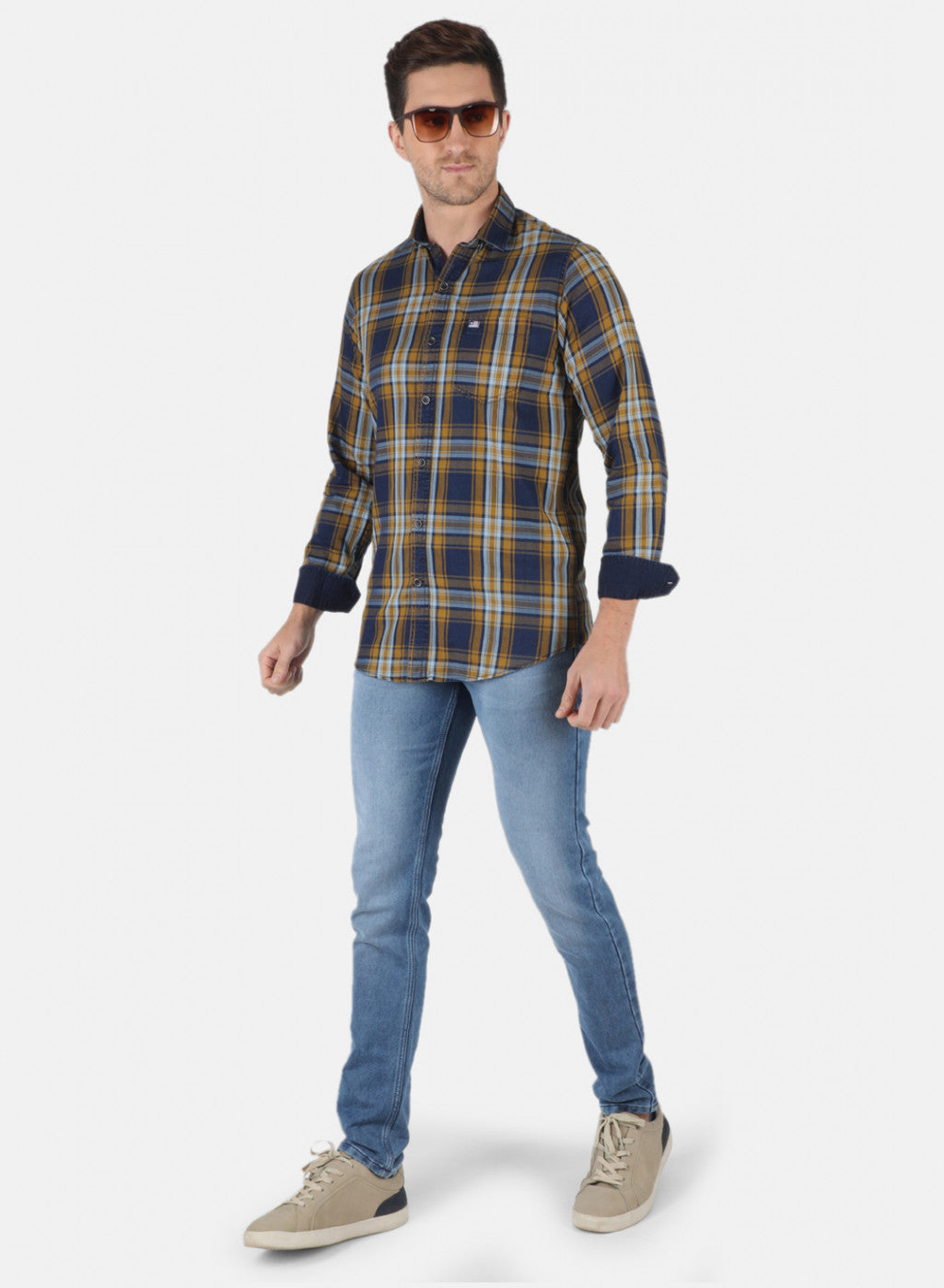 Men Mustard Check Shirt