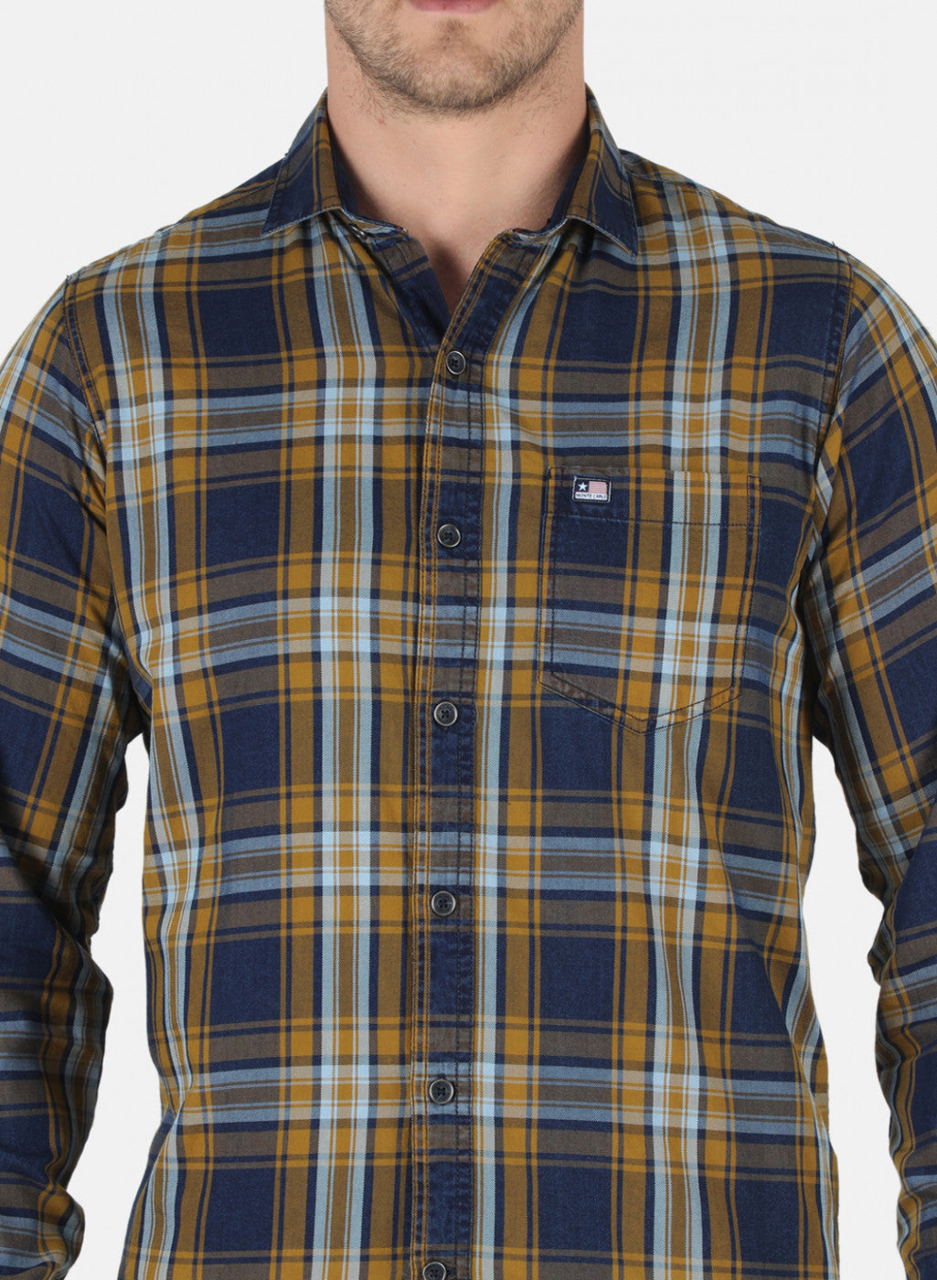 Men Mustard Check Shirt