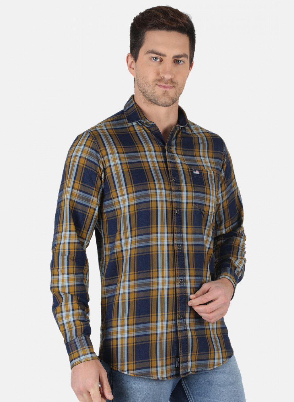 Men Mustard Check Shirt