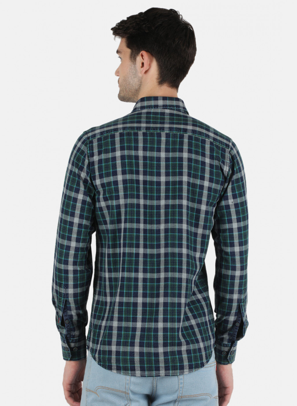 Men Green Check Shirt