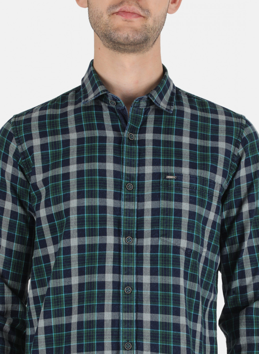 Men Green Check Shirt