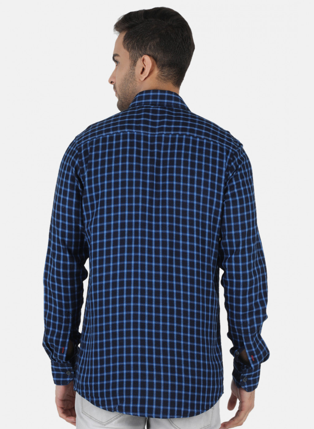 Men Blue Check Shirt