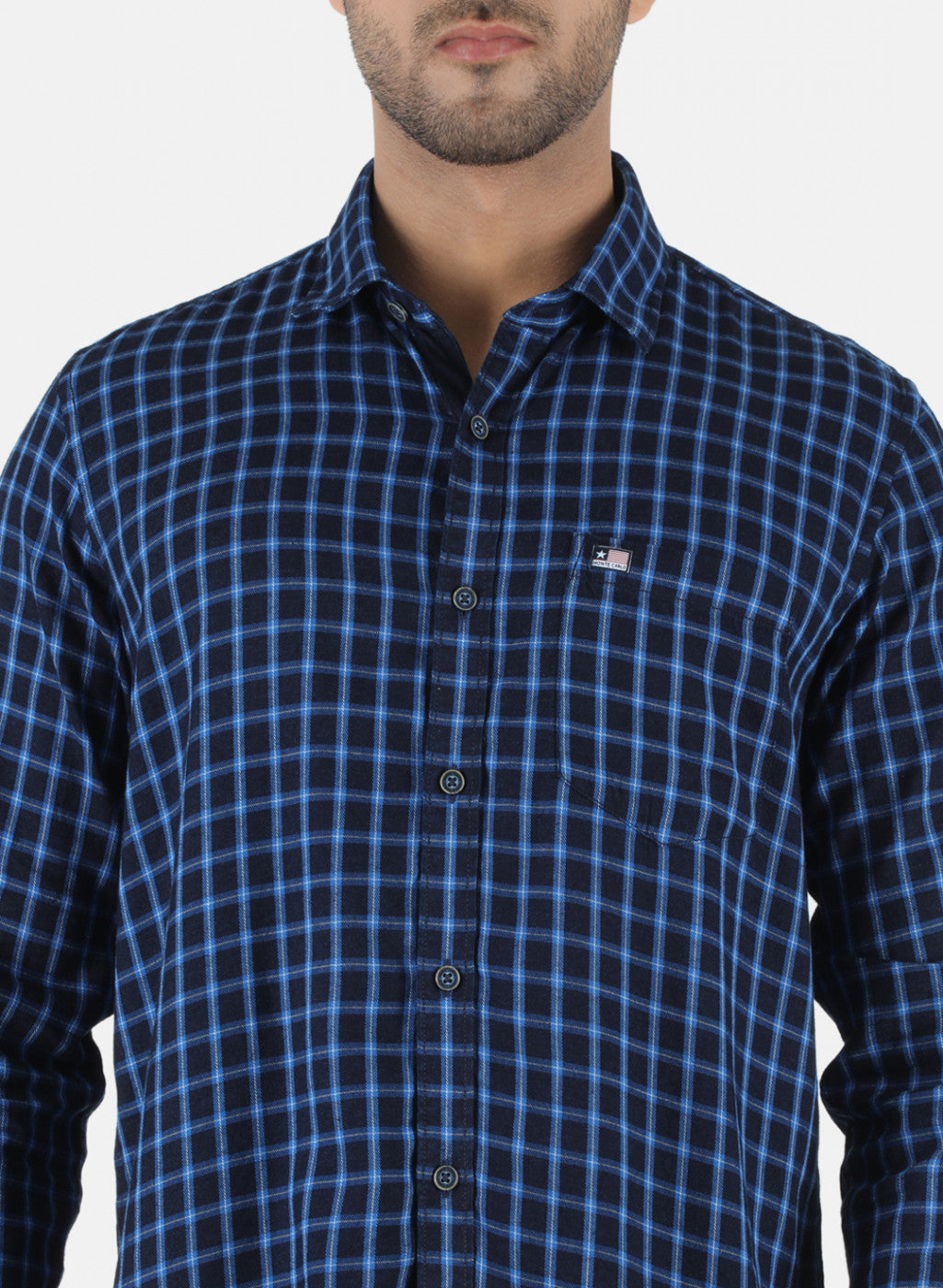 Men Blue Check Shirt