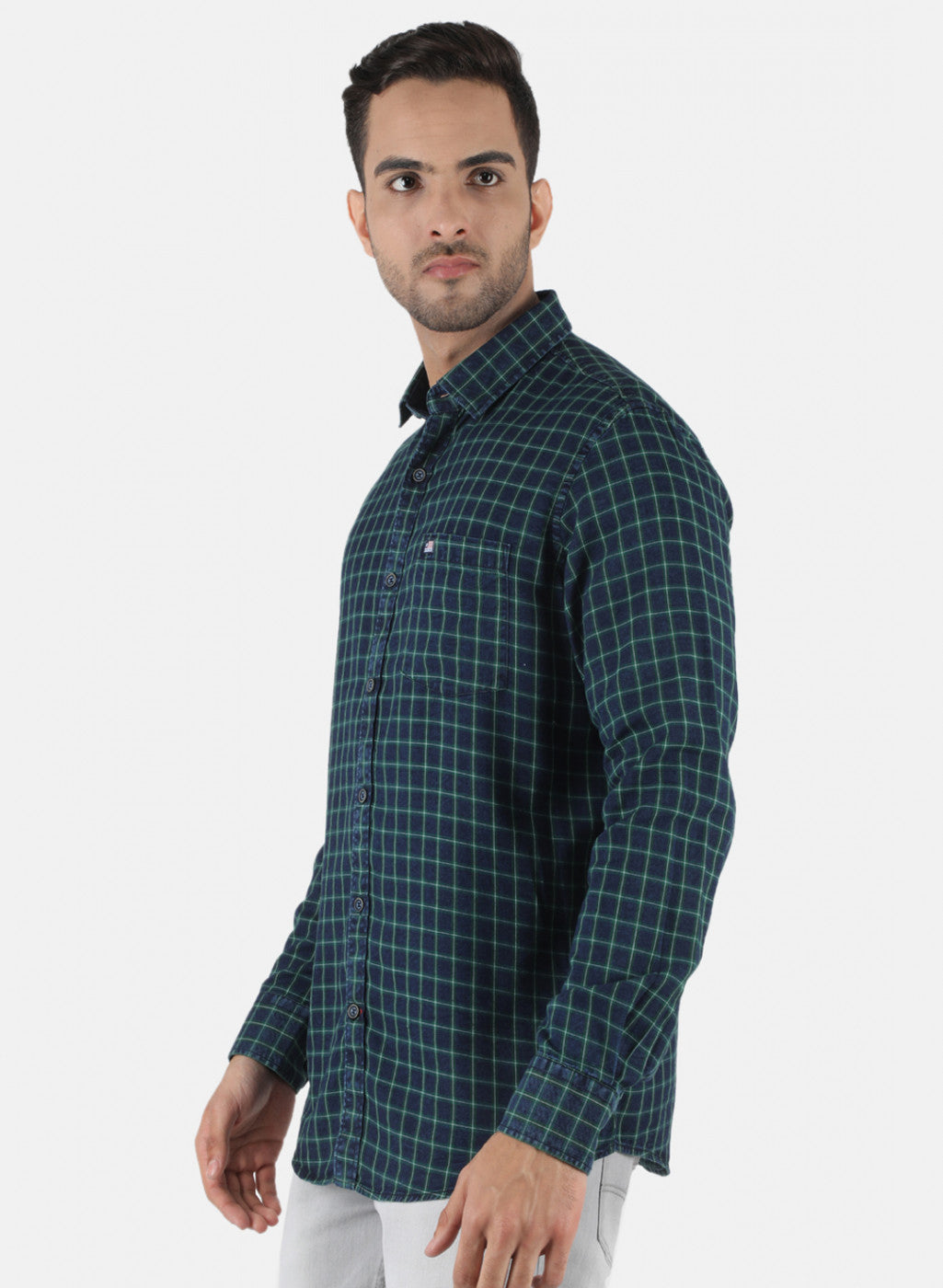 Men Green Check Shirt