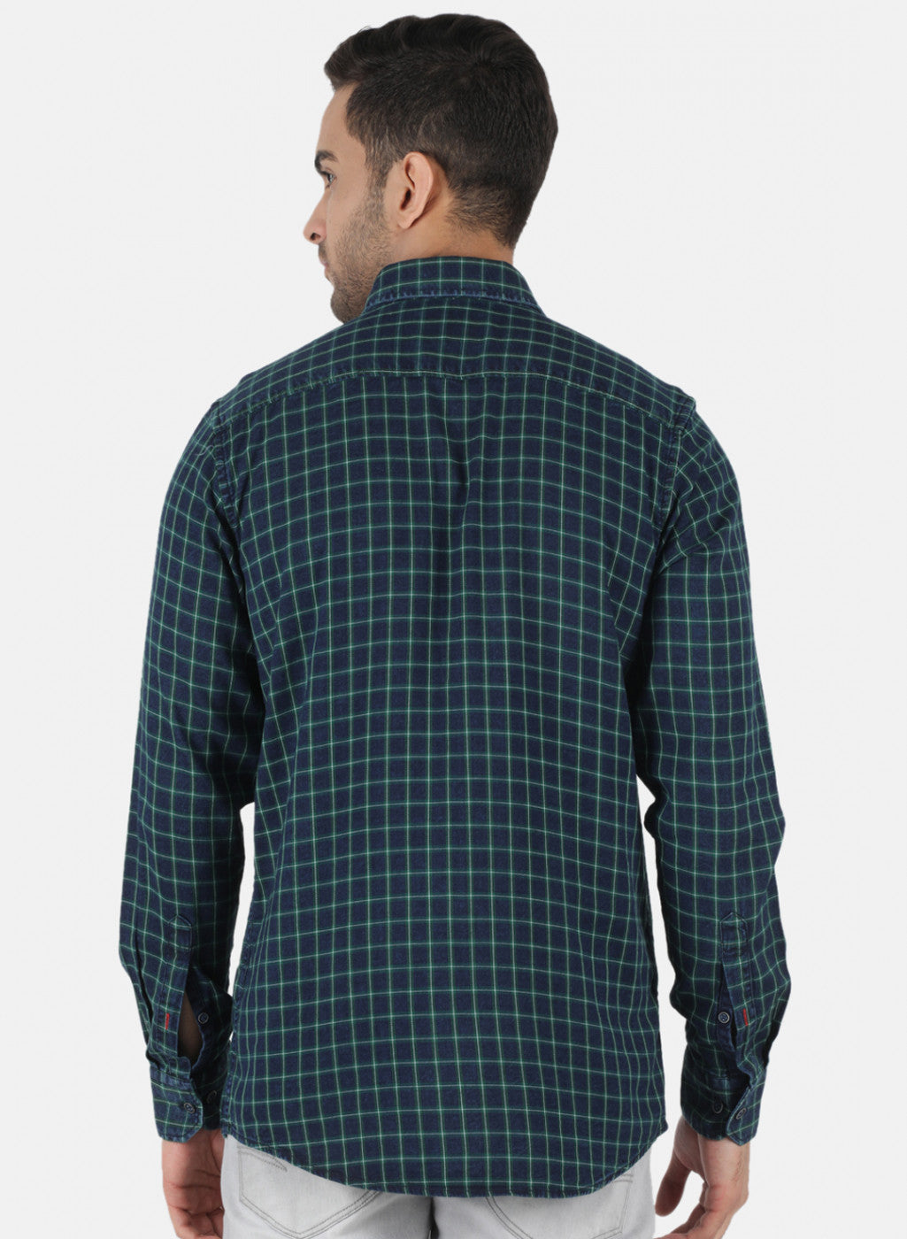 Men Green Check Shirt