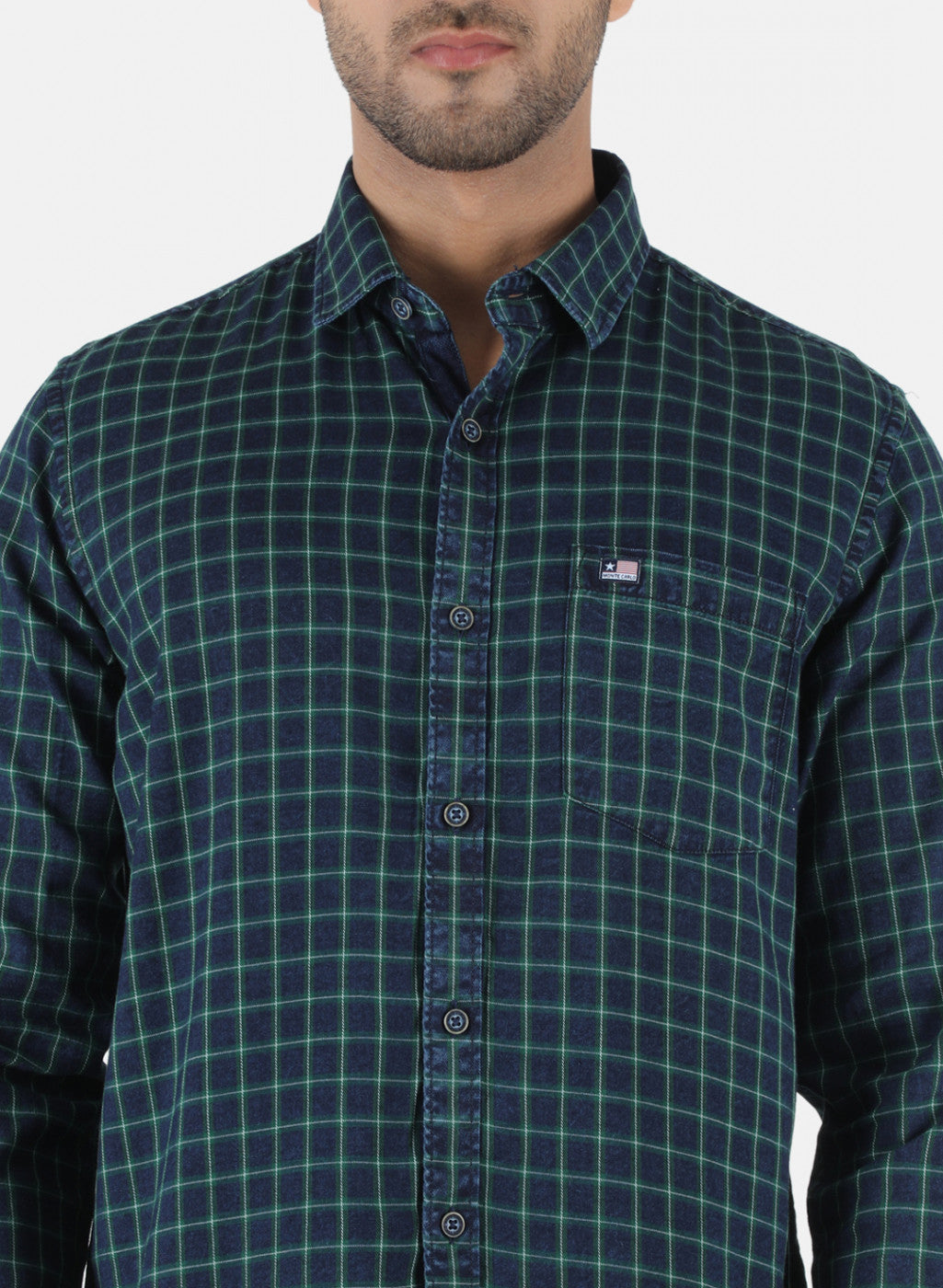 Men Green Check Shirt