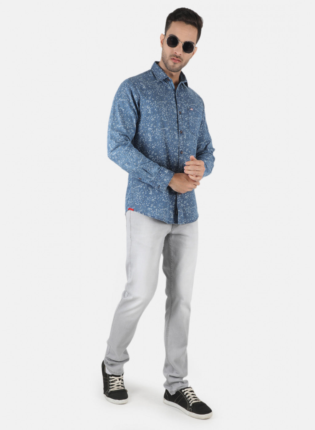 Men Blue Printed Shirt