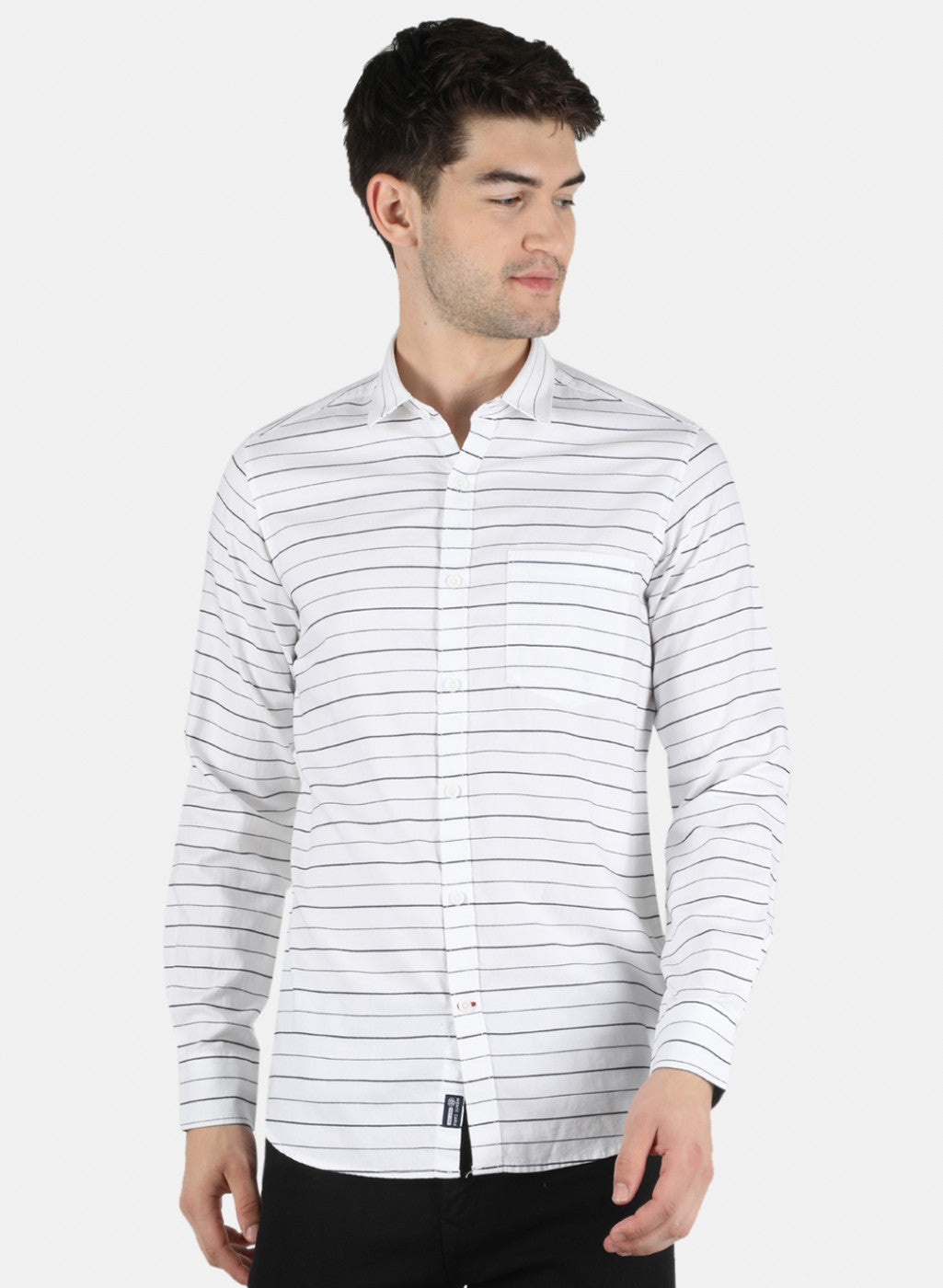 Men White Stripe Shirt