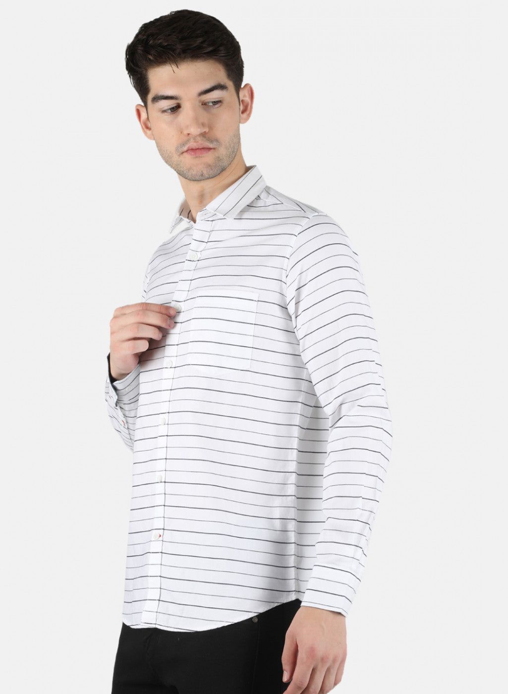 Men White Stripe Shirt