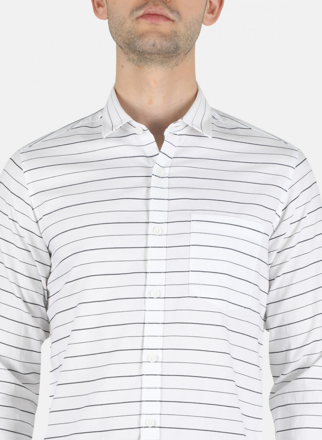 Men White Stripe Shirt