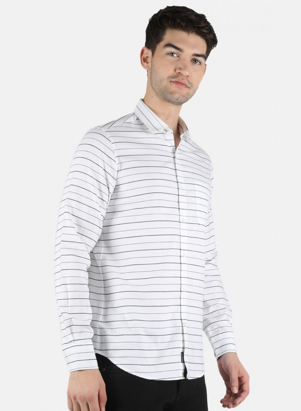 Men White Stripe Shirt